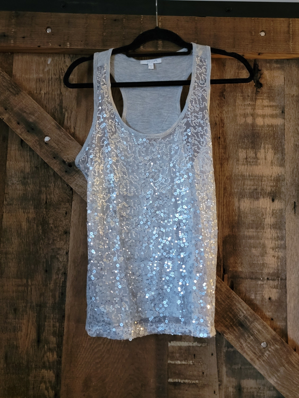 dELiA*s White Sequin Scoop Tank